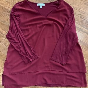 MICHAEL Michael Kors Sariyah V Neck blouse. Size 2X Women’s. Burgundy.